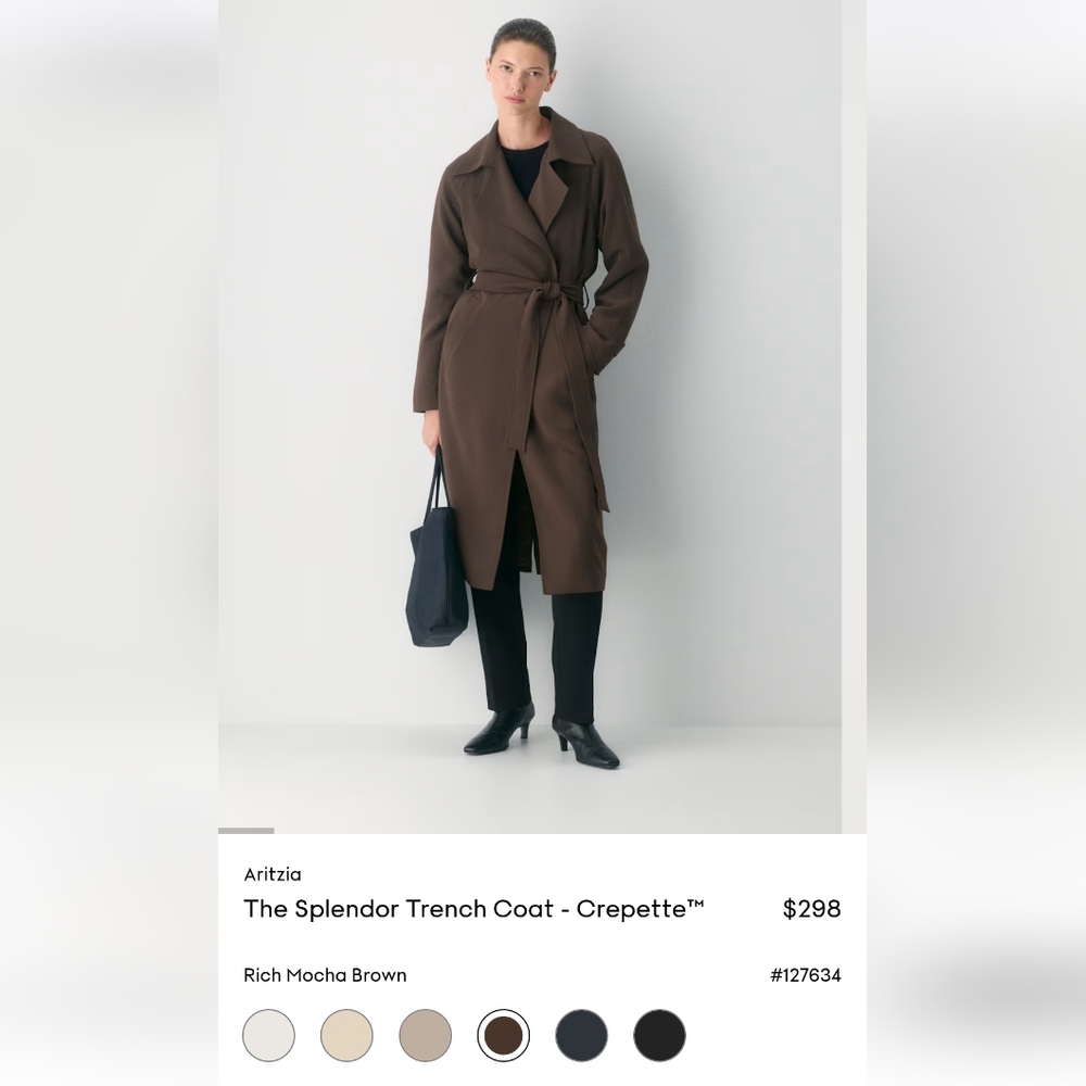 Aritzia Rich Mocha Brown Trench Coat